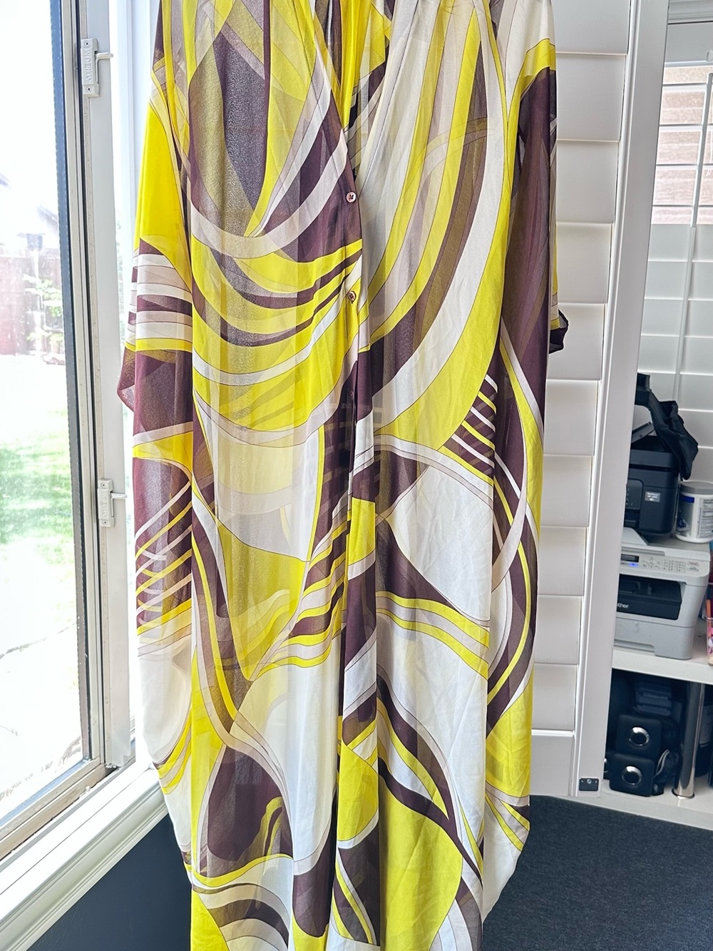 Zara Yellow Brown White Abstract Print Swim Coverup